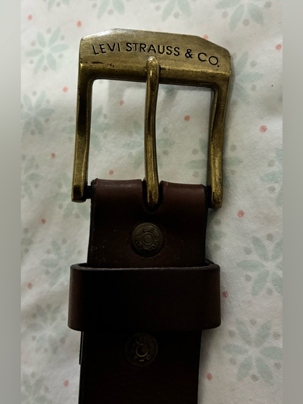 Levi Strauss & Co. Men’s Brown Leather Belt with Brass Buckle